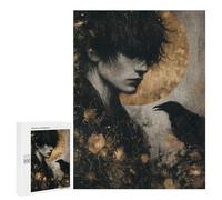 Rompecabezas para Adultos500 PCS Man and Raven in Golden Moonlight Rompecabezas para Adultos Juegos Familiares Mejora La Memoria Cumpleaños Y Navidad 500 PCS