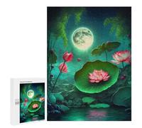 Rompecabezas para Adultos500 PCS Moonlit Lotus Pond-3 Rompecabezas para Adolescentes Juego De Ingenio Arte De Pared Cumpleaños 500 PCS