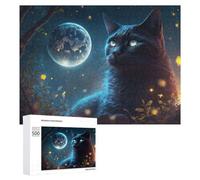 Rompecabezas para Adultos500 PCS Mystical Night Cat with Moon Rompecabezas De Juguete para Decoración De Pared Difícil Oferta Difícil como Regalo para Toda La Familia 500 PCS