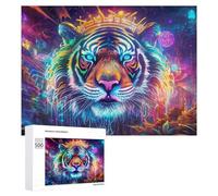 Rompecabezas para Adultos500 PCS Neon Tiger A Vibrant Digital Artwork Rompecabezas para Adultos Juegos Divertidos Regalo De Cumpleaños Regalos De Cumpleaños 500 PCS