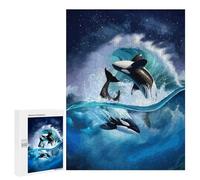 Rompecabezas para Adultos500 PCS Orcas Leaping Through Waves Rompecabezas para Adultos Juegos Divertidos Decoración De Pared Oferta como Regalos para Toda La Familia 500 PCS