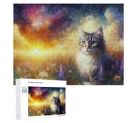 Rompecabezas para Adultos500 PCS Painted Cat Sunset Landscape Rompecabezas De Juguete para Decoración De Pared Difícil Oferta Difícil como Regalo para Toda La Familia 500 PCS