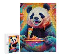 Rompecabezas para Adultos500 PCS Panda Savoring Rainbow Treat Rompecabezas para Adultos Juegos Familiares Análisis Y Lógica Reducción del Estrés Regalos 500 PCS