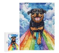 Rompecabezas para Adultos500 PCS Rottweiler on Rainbow Bridge Rompecabezas para Adultos Juguete Decoración De Pared Desafío Difícil Cumpleaños Y Navidad 500 PCS