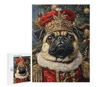 Rompecabezas para Adultos500 PCS Royal Pug Christmas Portrait Rompecabezas para Adultos Regalo De Cumpleaños Difícil Y Desafiante Regalos De Cumpleaños 500 PCS