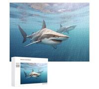 Rompecabezas para Adultos500 PCS Sharks Swimming in Blue Ocean Rompecabezas para Adolescentes Juego De Ingenio Arte De Pared Cumpleaños 500 PCS