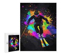 Rompecabezas para Adultos500 PCS Skier in Colorful Splash Rompecabezas para Adultos Juguete Decoración De Pared Desafío Difícil Cumpleaños Y Navidad 500 PCS