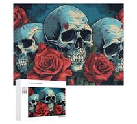Rompecabezas para Adultos500 PCS Skulls and Roses A Gothic Artwork Rompecabezas para Adultos Juego De Ingenio Regalo De Cumpleaños para Cumpleaños, Navidad 500 PCS
