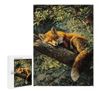 Rompecabezas para Adultos500 PCS Sleeping Fox on A Tree Branch Rompecabezas para Adultos Juego Familiar Vacaciones En Casa Matar El Tiempo para Cumpleaños, Navidad 500 PCS