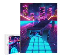 Rompecabezas para Adultos500 PCS Sport Neon Skateboard Rompecabezas para Adultos Juguete Decoración De Pared Desafío Difícil Cumpleaños Y Navidad 500 PCS