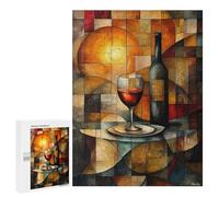 Rompecabezas para Adultos500 PCS Stained Glass Wine Still Life with Golden Glow Rompecabezas para Adultos Juegos Divertidos Decoración De Pared Oferta como Regalos para Toda La Familia 500 PCS