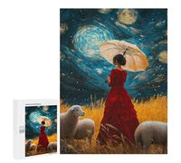 Rompecabezas para Adultos500 PCS Starry Night Shepherdess -1 Rompecabezas para Adolescentes para Diversión Familiar Difícil Y Desafiante Gran Regalo para Jugar 500 PCS
