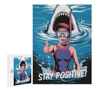 Rompecabezas para Adultos500 PCS Stay Positive Diver and Shark Illustration Rompecabezas para Adolescentes Juego Práctico Regalos para Mujeres Regalos De Cumpleaños Únicos 500 PCS