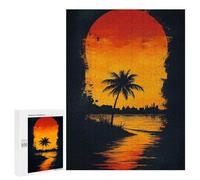 Rompecabezas para Adultos500 PCS Sunset Palm Silhouette Rompecabezas para Adultos Juegos Divertidos Decoración De Pared Oferta como Regalos para Toda La Familia 500 PCS