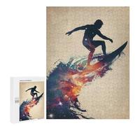 Rompecabezas para Adultos500 PCS Surfing Galaxy Silhouette Rompecabezas para Adultos Juguete Decoración De Pared Desafío Difícil Cumpleaños Y Navidad 500 PCS