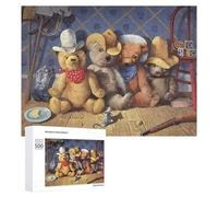 Rompecabezas para Adultos500 PCS Teddy Bears in Western Hats Rompecabezas para Adolescentes Juego De Ingenio Arte De Pared Cumpleaños 500 PCS