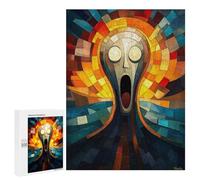 Rompecabezas para Adultos500 PCS The Scream Stained Glass Mosaic Artwork Rompecabezas para Adultos Juegos Familiares Mejora La Memoria Cumpleaños Y Navidad 500 PCS