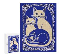 Rompecabezas para Adultos500 PCS Three Cats in Floral Frame Rompecabezas para Adolescentes Juegos Relajantes para La Diversión Familiar Actividades Divertidas En Casa 500 PCS