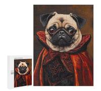 Rompecabezas para Adultos500 PCS Vampire Pug Art Print Rompecabezas para Adolescentes: Alivia El Estrés. Cada Pieza Es Única: Juguetes De Juego Desafiantes 500 PCS