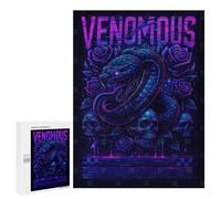 Rompecabezas para Adultos500 PCS Venomous Snake with Skulls and Roses Rompecabezas para Adultos Juegos Divertidos Decoración De Pared Oferta como Regalos para Toda La Familia 500 PCS