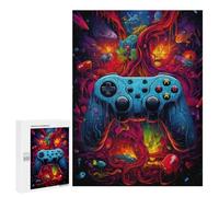 Rompecabezas para Adultos500 PCS Vibrant Gaming Controller Artwork -157 Rompecabezas para Adolescentes Juego De Ingenio Arte De Pared Cumpleaños 500 PCS