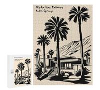 Rompecabezas para Adultos500 PCS Vista Las Palmas Palm Springs Illustration Rompecabezas para Adultos Juego Familiar Regalos para Mujeres Regalos De Juegos Desafiantes 500 PCS