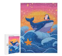 Rompecabezas para Adultos500 PCS Whale, Penguin, and Starfish Ocean Adventure Rompecabezas para Adultos Juegos Familiares Mejora La Memoria Cumpleaños Y Navidad 500 PCS