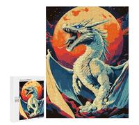 Rompecabezas para Adultos500 PCS White Dragon Roaring Under A Full Moon Rompecabezas para Adultos Juegos Divertidos Decoración De Pared Oferta como Regalos para Toda La Familia 500 PCS