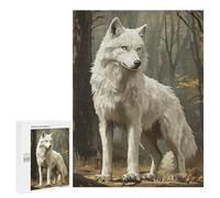 Rompecabezas para Adultos500 PCS White Wolf in Autumn Forest Rompecabezas para Adolescentes Juego Práctico Regalos para Mujeres Regalos De Cumpleaños Únicos 500 PCS
