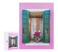 Rompecabezas para Adultos500 PCS Window on Pink House Italy Rompecabezas para Adultos Juguete Decoración De Pared Desafío Difícil Cumpleaños Y Navidad 500 PCS