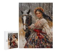 Rompecabezas para Adultos500 PCS Winter Forest Horse Portrait Rompecabezas para Adolescentes: Alivia El Estrés. Cada Pieza Es Única: Juguetes De Juego Desafiantes 500 PCS