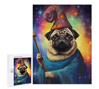 Rompecabezas para Adultos500 PCS Wizard Pug Funny Pixel Art Rompecabezas para Adultos Juguete Decoración De Pared Desafío Difícil Cumpleaños Y Navidad 500 PCS