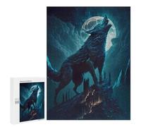 Rompecabezas para Adultos500 PCS Wolf Howling at Moon Rompecabezas para Adolescentes Juego De Ingenio Arte De Pared Cumpleaños 500 PCS