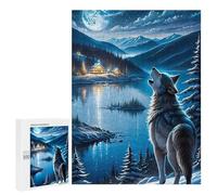Rompecabezas para Adultos500 PCS Wolf Howling at Moonlit Lake Rompecabezas De Juguete para Decoración De Pared Difícil Oferta Difícil como Regalo para Toda La Familia 500 PCS