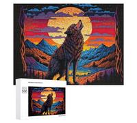 Rompecabezas para Adultos500 PCS Wolf Howling at Sunset Rompecabezas para Adultos Juego De Ingenio Regalo De Cumpleaños para Cumpleaños, Navidad 500 PCS