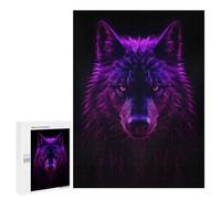 Rompecabezas para Adultos500 PCS Wolf Magenta Neon Rompecabezas para Adultos Juegos Relajantes Que Mejoran La Memoria Toda La Familia 500 PCS