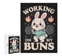 Rompecabezas para Adultos500 PCS Working On My Buns - Cute Gym Bunny Squat Pun Rompecabezas para Adolescentes Juegos Relajantes para La Diversión Familiar Actividades Divertidas En Casa 500 PCS