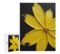Rompecabezas para Adultos500 PCS Yellow Paint Flower on Black Background Rompecabezas para Adultos Juegos Familiares Mejora La Memoria Cumpleaños Y Navidad 500 PCS