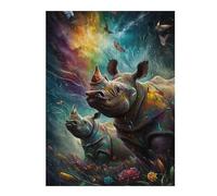 Rompecabezas para Adultos52x38cm/1000pcs Colorful Rhino Dreamscape Rompecabezas para Adultos Juegos Relajantes Que Mejoran La Memoria Cumpleaños 52x38cm/1000pcs