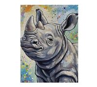 Rompecabezas para Adultos52x38cm/1000pcs Colorful Rhino Painting Rompecabezas Juegos Familiares Difícil Difícil Oferta como Regalos para Toda La Familia 52x38cm/1000pcs