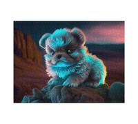 Rompecabezas para Adultos52x38cm/1000pcs Glowing Neon Puppy in Desert Rompecabezas para Adultos. Juegos Relajantes Que Mejoran La Memoria. para Cumpleaños Y Navidad.