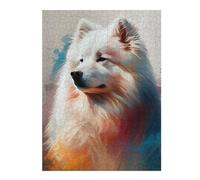 Rompecabezas para Adultos52x38cm/1000pcs Samoyed Painting Dog Rompecabezas para Adultos Juego De Ingenio Difícil Difícil Diversión Actividades En Casa, 52x38cm/1000pcs