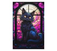 Rompecabezas para Adultos75x50cm/1000pcs Cute Black Cat Stained Gla Rompecabezas para Adultos Juegos Relajantes Pero Divertidos Y Humorísticos para Cumpleaños, Navidad 75x50cm/1000pcs