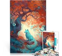 Rompecabezas para Art Fox Under The Tree Puzzle 1000 piezas para adultos 10.27 pulgadas x 14.96 pulgadas Rompecabezas de cartón para niños de 14 años y más regalos de rompecabezas de Navidad para