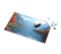 Rompecabezas para niños de 4 a 6 años, águila volando sobre un lago sereno rodeado de follaje otoñal y montañas, rompecabezas de imágenes para niñas de 4 años, regalos de cumpleaños, rompecabezas de