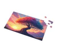 Rompecabezas para niños de 4 a 6 años, colorido atardecer con imagen de árbol majestuoso, rompecabezas de 1000 piezas para adultos (500 piezas)