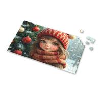 Rompecabezas para niños de 4 a 6 años, un niño en ropa festiva de invierno, con soporte junto a un árbol de Navidad, rompecabezas adornado con imágenes adornadas, regalos de cumpleaños para niñas de 4