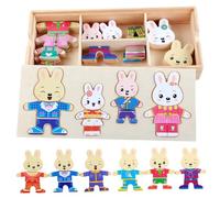 Rompecabezas para niños pequeños, Juegos de Vestir, clasificar y Combinar Rompecabezas para niños pequeños, Juegos de Cambio de Ropa, Caja de Juguetes de Madera para niñas y a Partir de 3 años