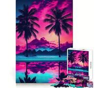 Rompecabezas Paradise Beach Sunset de 1000 Piezas para Adultos Mejora la Memoria, Tiempo de Paz, diseño, Montaje, Regalo Premium (38x26cm)