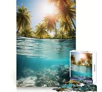 Rompecabezas Paradise Beach Water para Adolescentes, 1000 Piezas, Think Toy, diversión Relajante, Arte de Corte Limpio, Coleccionable (38x26cm)